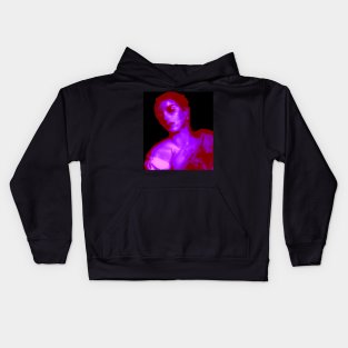 Beautiful girl. Red and blue, some glow and particles on skin. Very beautiful. Kids Hoodie